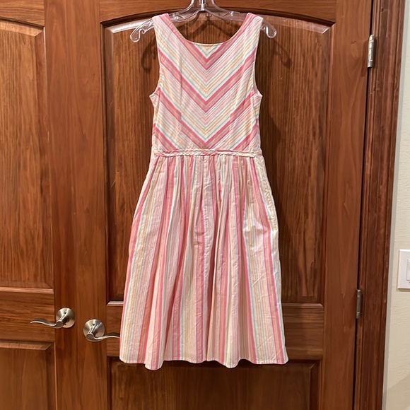 Eshakti Pastel Candy Striped V-Neck Flare Sleeveless Dress Size 6 - Picture 7 of 9